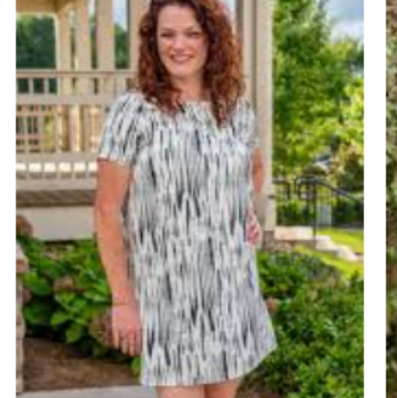 J. Peterman White & Blue Tweed Cap Sleeve Shift Dress Size 4 - Picture 9 of 9